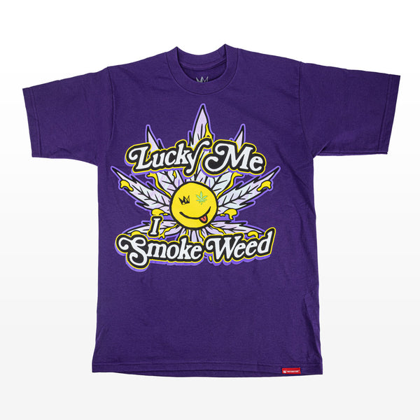 Lucky Me I Smoke Weed Purple Tee